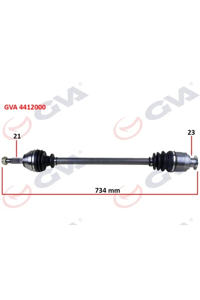 GVA KOMPLE AKS SAĞ RENAULT 19 1.4 734mm 7701351479-7701349874-7701351571 ürün görseli
