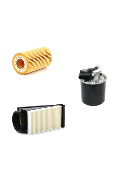 Bosch Filtre Bakım UyumluSeti Mercedes W205 C 200 Bluetec D Dizel 13+ Hava + Yağ F. + Yakıt Filtre ürün görseli