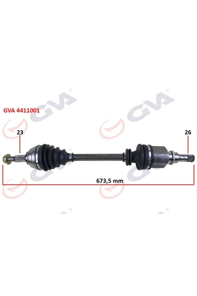GVA KOMPLE AKS SOL MEGANE II 1.4/1.6 16V-1.5 DCİ (02-08) (673mm) 7711368284-8200356803-8200388506 ürün görseli