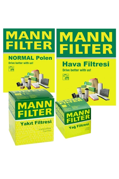 MANN Kia Sorento 2.5 Crdi Filtre Bakım Seti 2003-2006 140hp 4F Hava-Yağ-Yakıt-Normal Polen ürün görseli