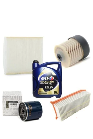 ELF Renault Clio 4 Symbol 3 1.5 Dci Filtre Bakım Seti(elf Motor Yağı Hava Yağ Polen Mazot 5li Set) ürün görseli