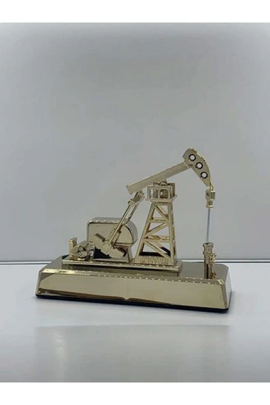 AFT MASA ÜSTÜ PLAKET PETROL POMPASI HAREKETLİ ALTIN KAPLAMA ABS 26x22x9cm 2 ADET KALEM PİLLE ÇAL 279097 - 1