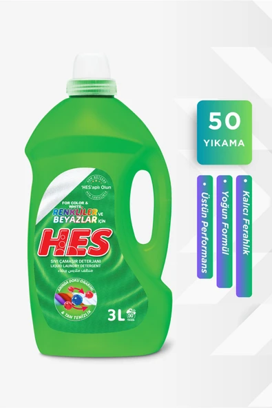 Hes Sıvı Çamaşır Deterjanı Renkliler&Beyazlar 3 Lt - 2