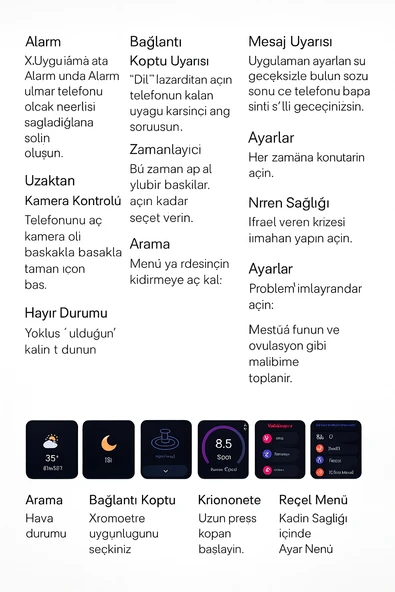 Su Geçirmez  Akıllı Saat Alarm Müzik Adımsayar 100 Spor Modu 47mm - 5