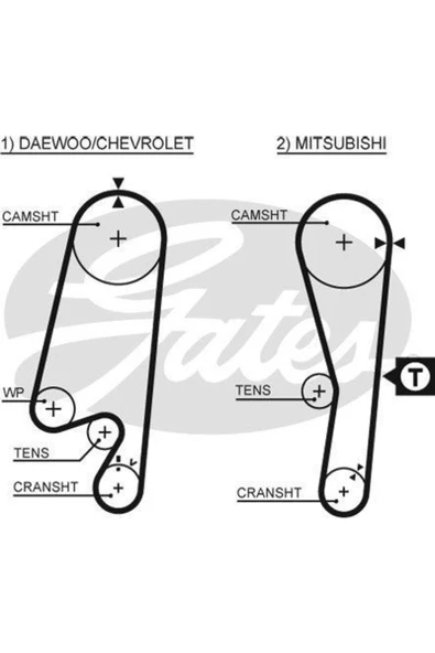 GATES K015434xs Triger Eksantrik Gergi Seti Spark / Damas Matız Tıco 107-254 ürün görseli