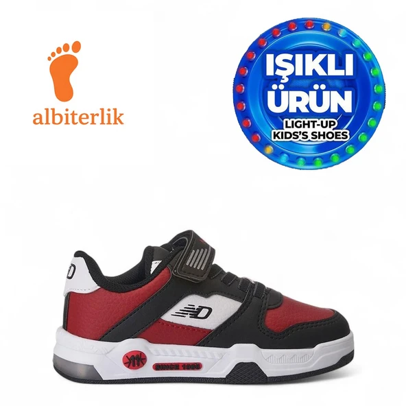 Albishoes Unisex Çocuk Basket Cırtlı 4 Mevsim Kışlık Işıklı Günlük Okul Sneaker Çocuk Spor Ayakkabı