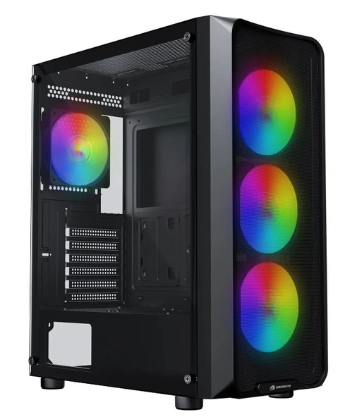 GameBooster ROUND A650B 600W APFC USB 3.0 Mesh 4*Rainbow Fanlı Mid-T ATX Gaming Siyah Kasa - Resim 4