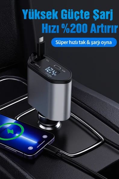 104W XO-CC62 4’ü 1 Arada Araç Şarj Cihazı  Hızlı ve Güvenli Şarj - 6