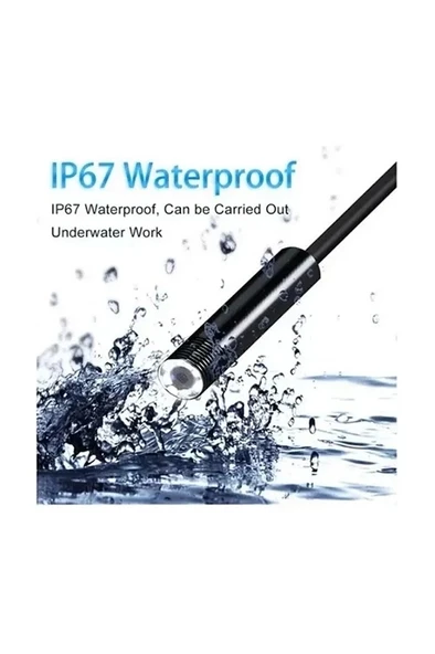 Endoskop Yılan Video Kamera Led'li 2 Metre 7 Mm Su Geçirmez Sert Kablo - Resim 7