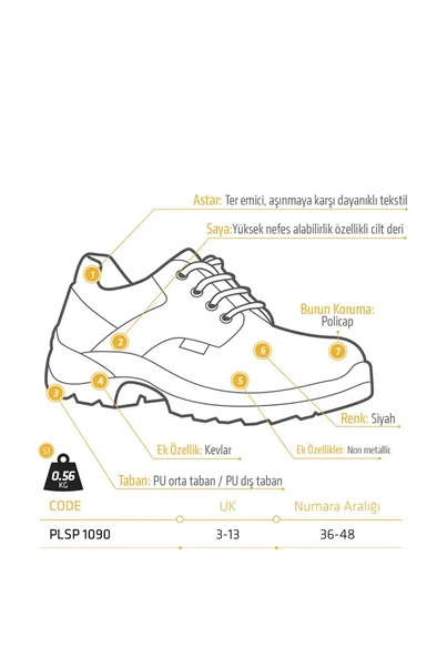YDS PLSP 1090 S3 Kompozit Burunlu İş Güvenliği Ayakkabısı - 2
