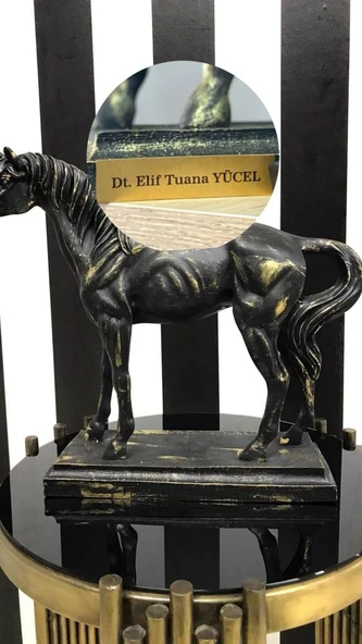 Kişiye Özel İsim Veya Markanızı Yazılabilir Dekoratif At Büst Büyük Boy Heykeli Kaideli - 7