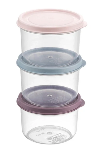 Çok Amaçlı 3'lü Mini Yuvarlak Saklama Kabı 175 ml ürün görseli