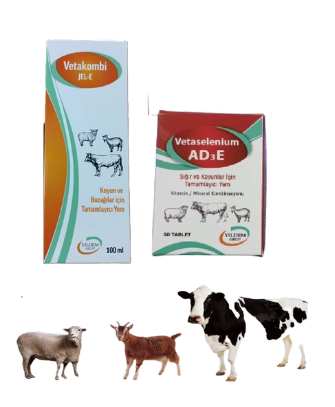 Koyun Ve Buzağılar İçin Vetakombi E Jel 100 ML Ve Vetaselenium AD3E 50 Tablet