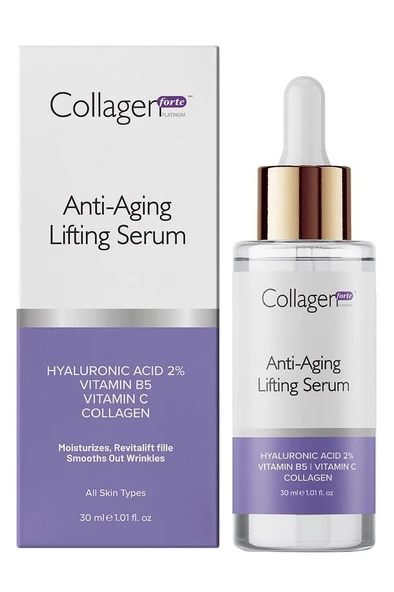 Collagen Forte Platinum Hyaluronik Asit Serum 30ml, Yaşlanma Karşıtı, Kolajen Içerikli, Vitamin B5, C Vitamini - 1
