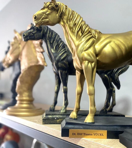 Kişiye Özel İsim Veya Markanızı Yazılabilir Dekoratif At Büst Büyük Boy Heykeli Kaideli - 5