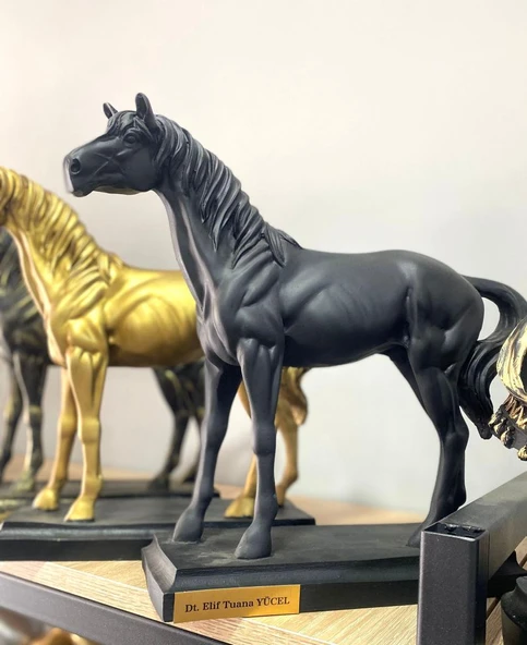 Kişiye Özel İsim Veya Markanızı Yazılabilir Dekoratif At Büst Büyük Boy Heykeli Kaideli - 2