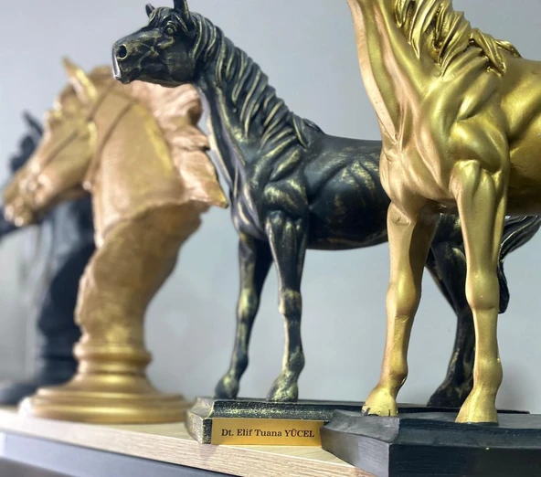 Kişiye Özel İsim Veya Markanızı Yazılabilir Dekoratif At Büst Büyük Boy Heykeli Kaideli - 8
