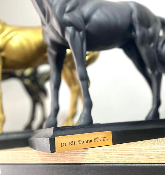 Kişiye Özel İsim Veya Markanızı Yazılabilir Dekoratif At Büst Büyük Boy Heykeli Kaideli - 3