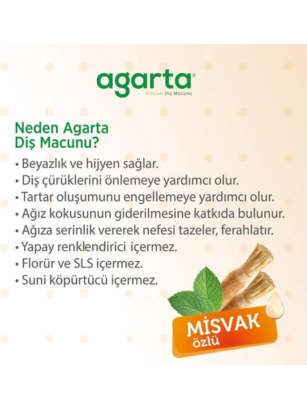 Agarta Doğal Misvak Özlü Diş Macunu 100 Ml - 4