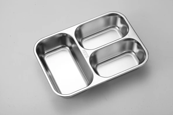 Pembe Renk 3 Bölmeli Paslanmaz Çelik Beslenme Kabı Yemek Kabı - 6