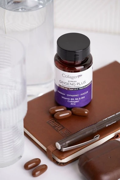 Collagen Forte Platinum Kırmızı Kore Ginseng Plus, Hidrolize Kolajen, Vitamin B5, B6, B12,çinko, Softgel 1000mg - 30 Gel - Resim 8