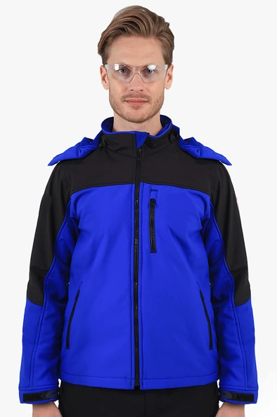 Çift Renkli Kapüşonlu Softshell Mont - Resim 2