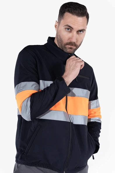 Çift Sıra Reflektörlü Neon Softshell Mont - Resim 14