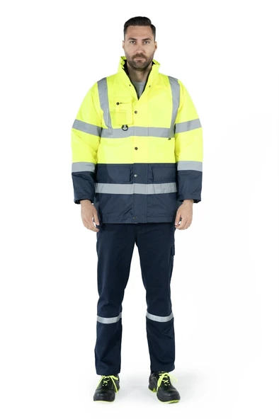 Çift Renkli Reflektörlü Hi - Vis İş Kabanı ürün görseli