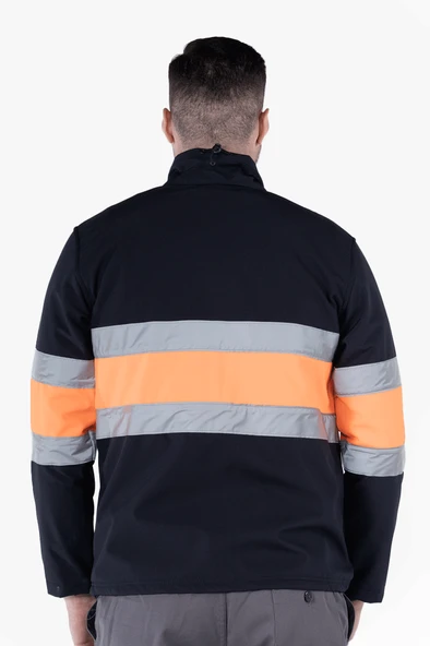 Çift Sıra Reflektörlü Neon Softshell Mont - Resim 2