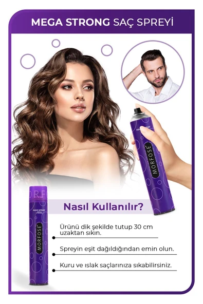SAÇ SPREYİ 400ML MEGA STRONG MOR - Resim 3