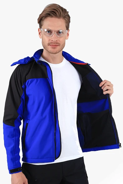 Çift Renkli Kapüşonlu Softshell Mont ürün görseli 1