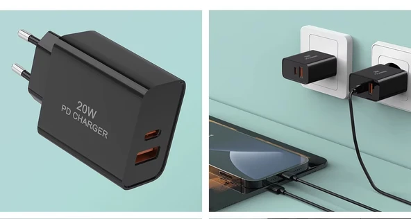 Ufly 20W PD Hızlı Şarj Adaptörü Usb-a Usb-c 5V 3A - 3