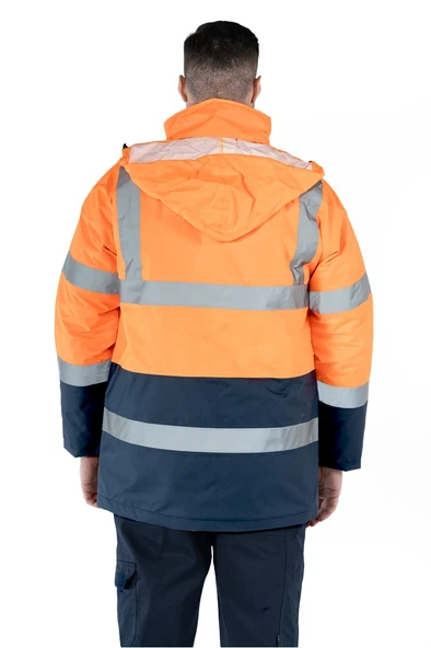 Çift Renkli Reflektörlü Hi - Vis İş Kabanı - Resim 11