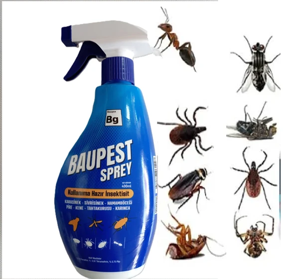 Baupest Sprey 400ML KaraSinek, Sivrisinek, Hamam Böceği, Pire, Kene, Tahtakurusu İçin Haşere İlacı - 1