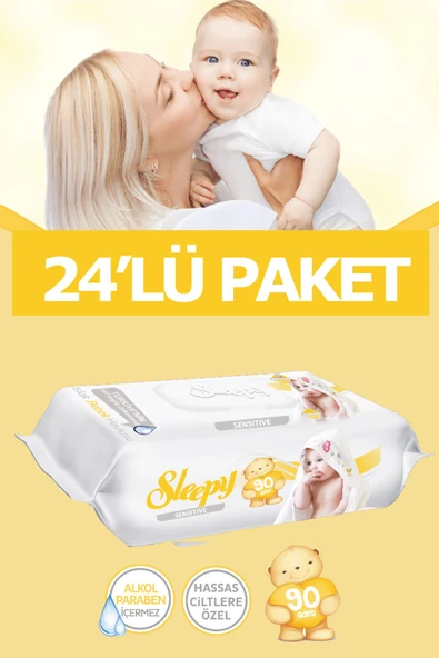 Sleepy sensitive Bebek ıslak mendil 24'lü paket  24 x 90 ürün görseli