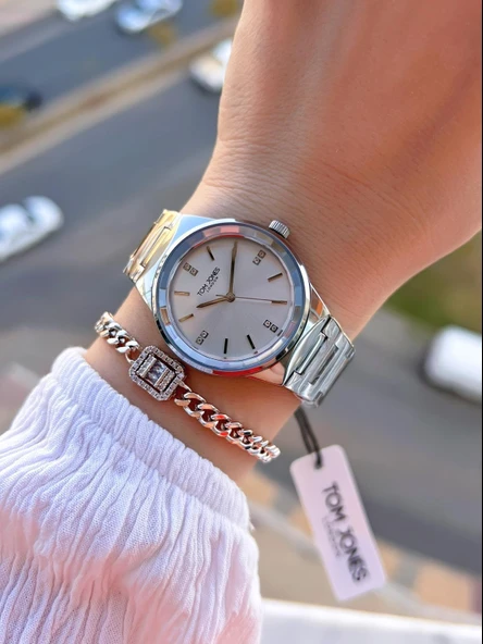 Tom Jones Çelik Kordon Kararma Renk Atma Yapmaz 3 Atm Suya Dayanıklı Kadın Kol Saati BTJ.YN.2288.01 - Resim 2