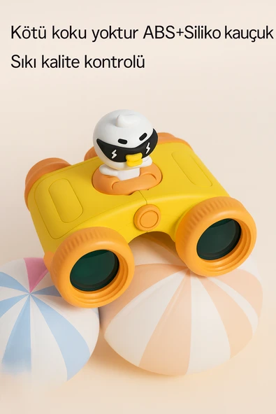 Yeni Nesil 8x25 Yüksek Çözünürlüklü Optik Lens Karikatür Karakter  Çocuklar teleskop Dürbün Sarı - 2