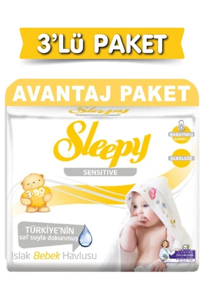 Sleepy 3'lü Sensitive Islak Havlu 90 Lı - Resim 2
