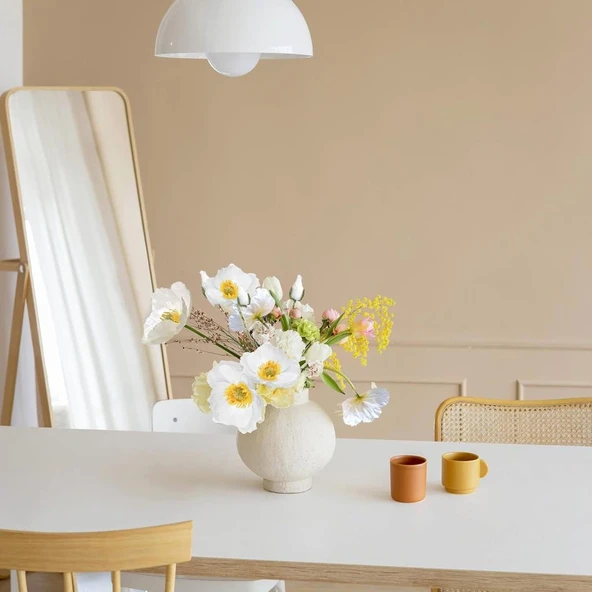 Yapay Çiçek Gelincik Çiçeği Beyaz Renk 3 Çiçek 1 Tomurcuk 59Cm - Resim 6