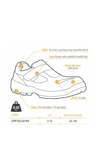 YDS GPP 05 GH NV Çelik Burun İş Güvenliği Ayakkabısı - 3
