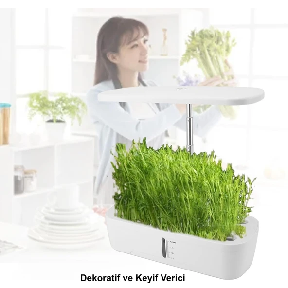 HyMark Hidroponik Topraksız 12 Bölmeli Bitki Yetiştirme Kiti 3 Mod 139 LED Tam Spekturumlu Bahçe Kiti - Resim 7