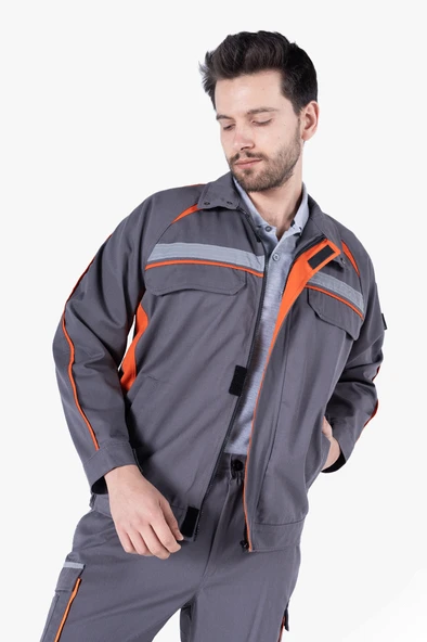 Turuncu Biyeli Reflektörlü Mont - Resim 3