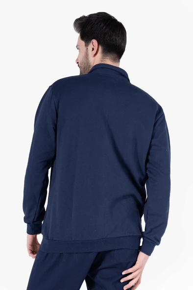 İki İplik Polo Yaka Cepli Sweatshirt - Resim 2
