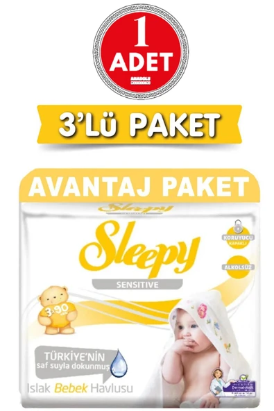 Sleepy 3'lü Sensitive Islak Havlu 90 Lı ürün görseli