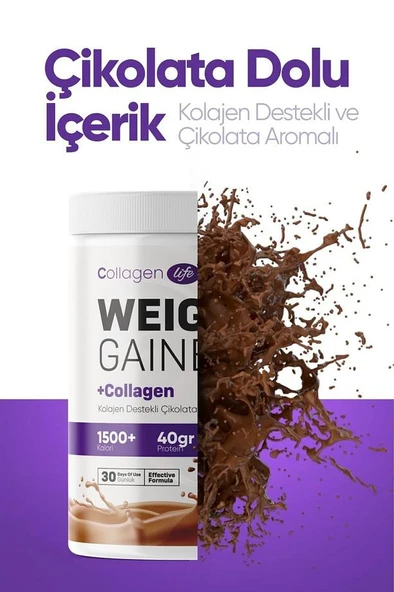 Collagen Life Kolajen İçerikli Çikolata Aromalı Kilo Almaya ve İştah Açmaya Yardımcı Toz - Resim 2