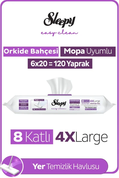 Sleepy Easy Clean Orkide Bahçesi Mopa Uyumlu Yer Temizlik Havlusu 6X20 (120 Yaprak) ürün görseli