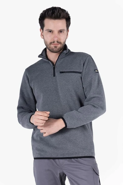 3 İplik Dik Yakalı Fermuarlı Sweatshirt - Resim 11