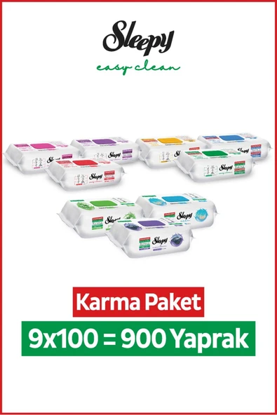 Sleepy Easy Clean Yüzey Temizlik Havlusu & Mendili 9x100 Karma Paket ürün görseli 1