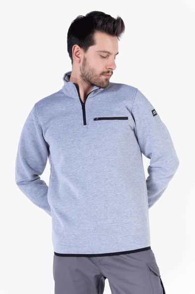 3 İplik Dik Yakalı Fermuarlı Sweatshirt - Resim 8