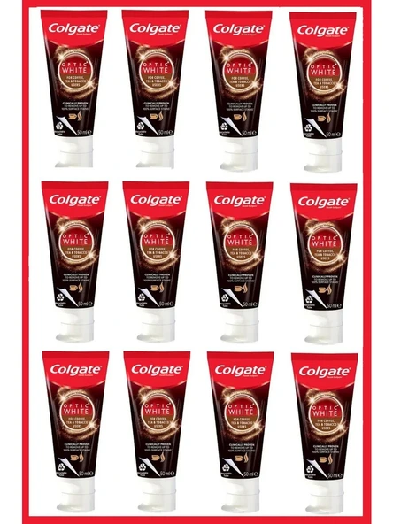 Colgate Optic White Kahve Çay ve Tütün Kullanıcıları Için Diş Macunu 50 ml x 12 Adet